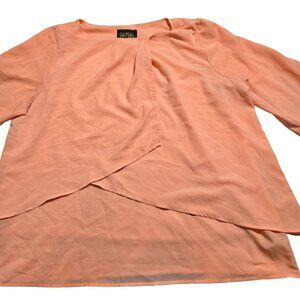 Bob Mackie Bright Peach‎ Quarter Sleeve Size L GUC